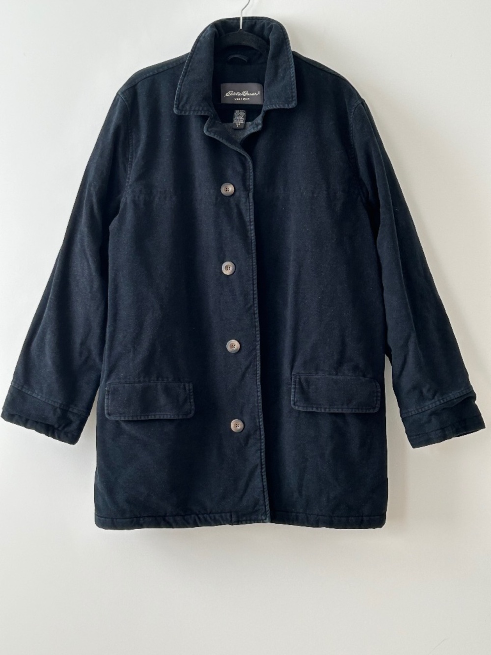 VTG Eddie Bauer Black Cotton Chore Coat